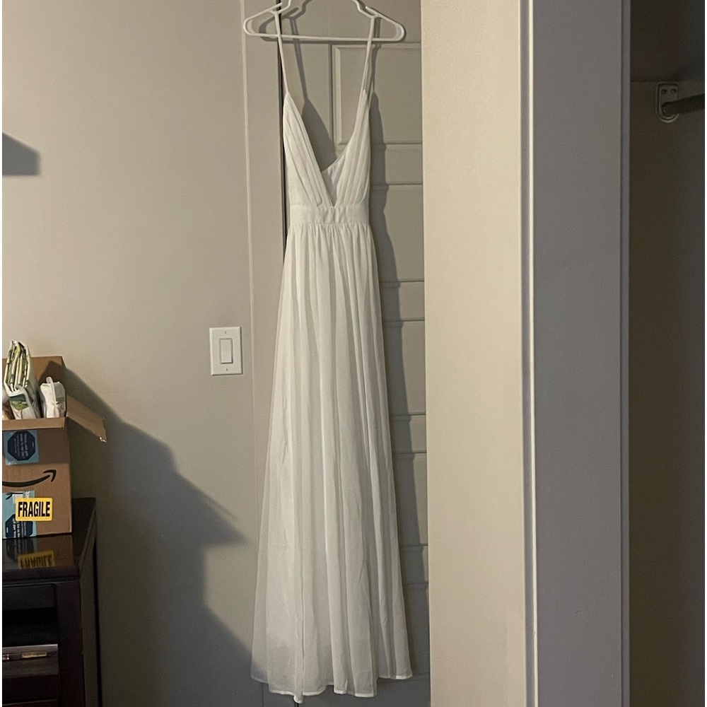 Pink Lily White Spaghetti Strap Criss Cross Back dress. SO beautiful! Never used